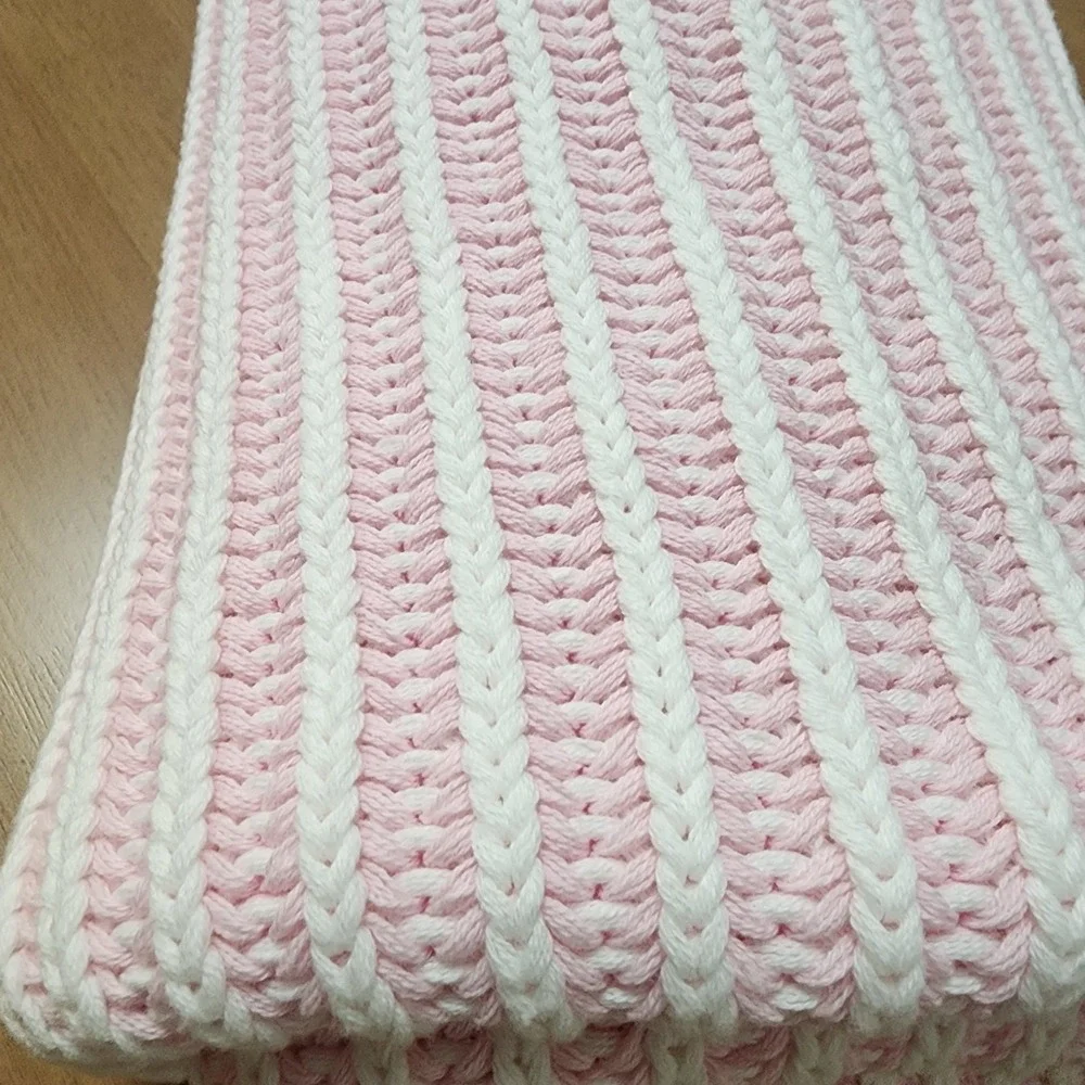 Elegant Baby Pink And White Crochet Baby Blanket
